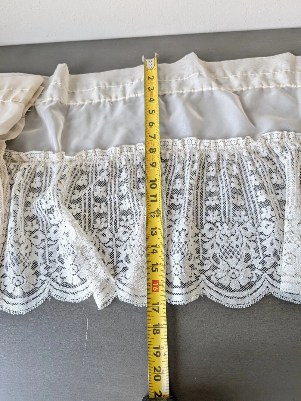 Vintage Lace Valance & Swag Set Curtain Beige Lace Airy Sheer Boho Style